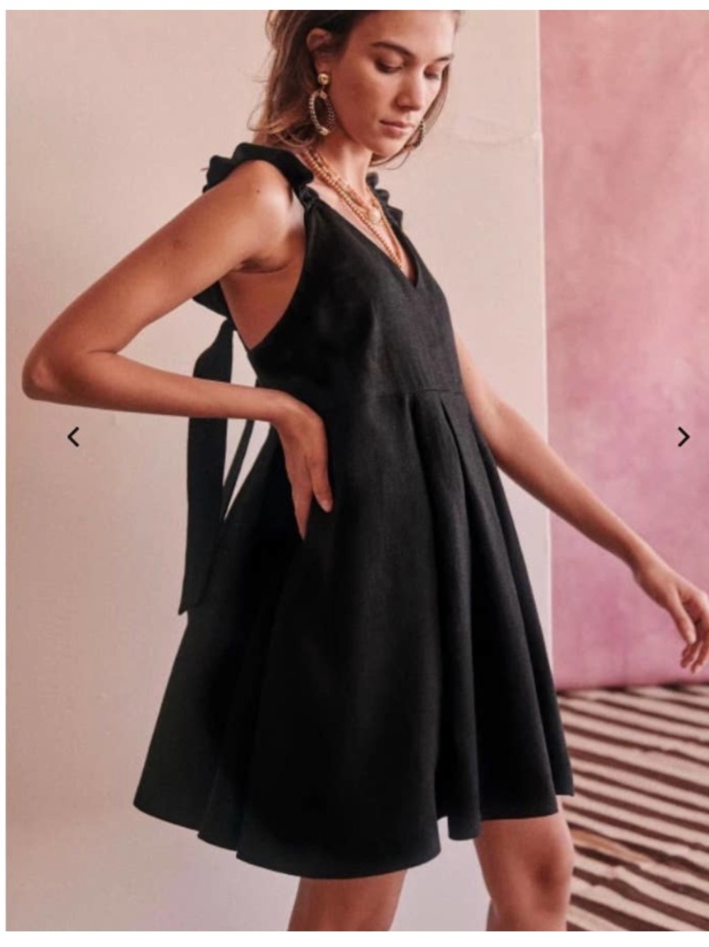 SÉZANE Lizon Dress Back Linen Mini Babydoll Dress Size 2
